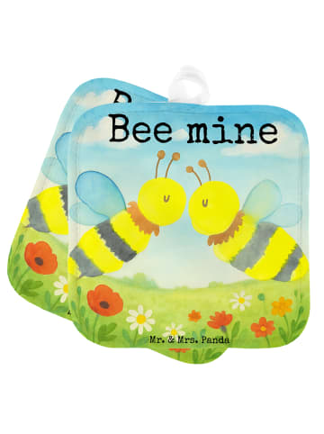 Mr. & Mrs. Panda Topflappen Biene Liebe Design mit Spruch in Weiß