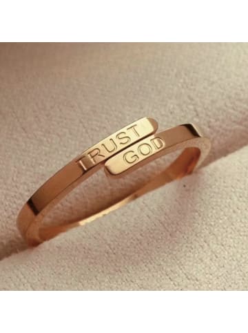 XCOAST Ring Edelstahl - verstellbare Größe - Unisex -Trust God- Gold