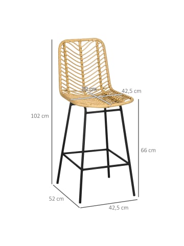 HOMCOM Barhocker in Gelb 42,5L x 52B x 102H cm