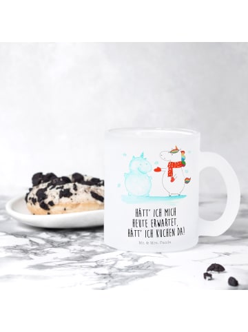Mr. & Mrs. Panda Trinkglas Einhorn Schneemann mit Spruch in Transparent