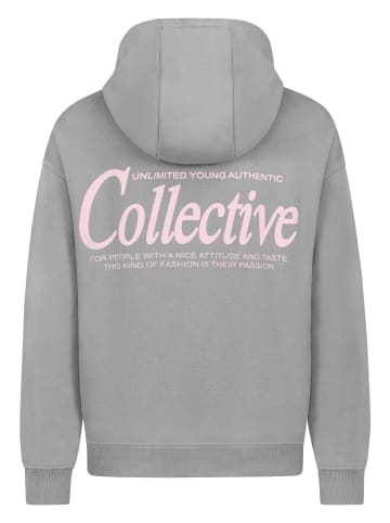 Sublevel Kapuzenpullover mit Logo-Schriftzug, Kängurutasche in Grau