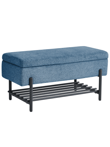 Beliani Bettbank SOLVANG in Blau/Schwarz - (W) 89 x (H) 43 x (L) 39 cm