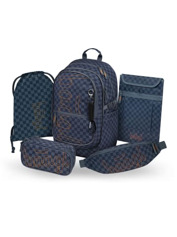 BAAGL 5-tlg. Set: Schulrucksack Core in Blau Ska Blau