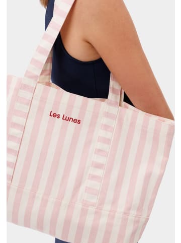 Les Lunes Shopper SOLEAA Bag Canvas Style in Stripe Pale Lilac White
