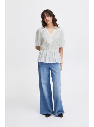 ICHI Kurzarmbluse IHCINOMA SS 20120726 sommerliche Bluse mit Volants in Weiß