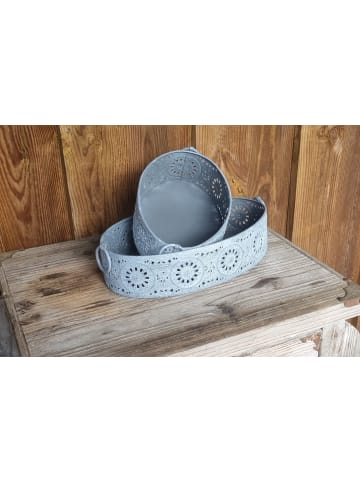 Ambiente Haus Tablett aus Metall grau 2erSet