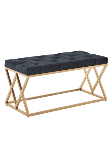 KADIMA DESIGN Elegante Samt Polsterbank, Chesterfieldmuster, goldenes Metallgestell