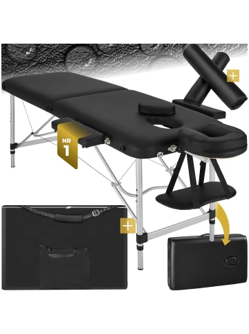 tectake 2 Zonen Massageliege-Set  210 x 95 x 89 cm, schwarz