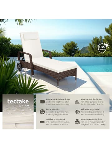 tectake Rattan Sonnenliege, abnehmbares Kopfkissen, 200 x 70 x 33 cm