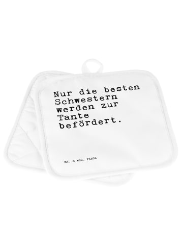 Mr. & Mrs. Panda Topflappen Nur die besten Schwestern... mit Spruch in Weiß