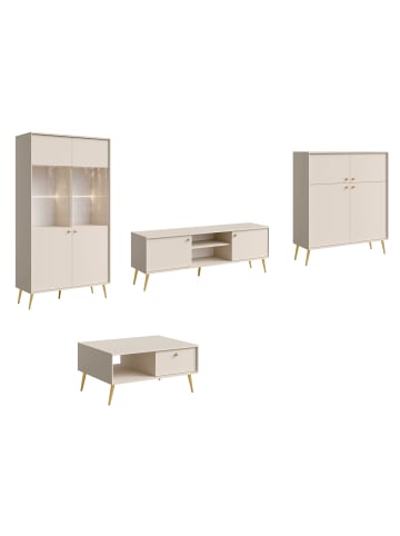 Feldmann-Wohnen Wohnzimmer-Set 4-teilig Rose sandbeige 366,5 / 66 / 191cm