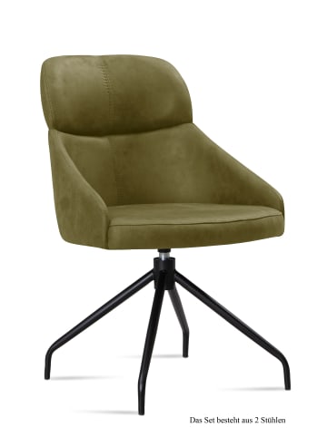 58 aufm Kessel ESSZIMMERSTUHL drehbar (2er-Set) Dorian 52x82x63 Schwarz/Olivgrün