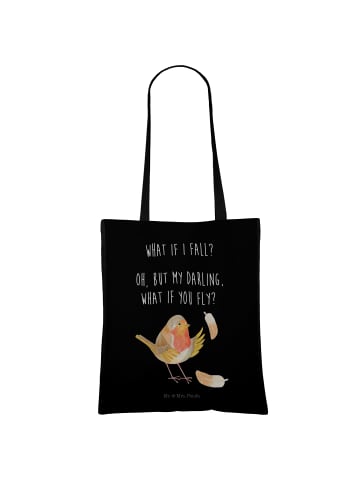 Mr. & Mrs. Panda Tasche Rotkehlchen Federn mit Spruch in Schwarz