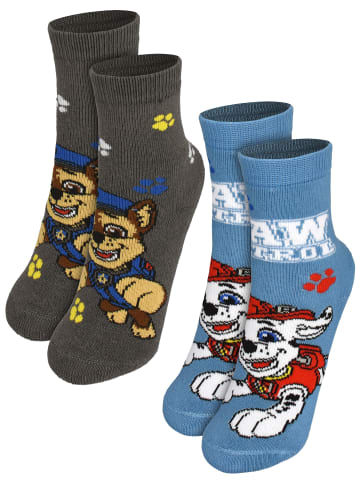 Paw Patrol 2er Pack Paw Patrol ABS Socken Chase & Co Stoppersocken Söckchen in blau/grau