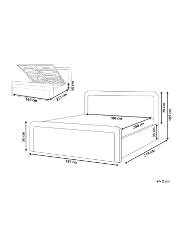 Beliani Doppelbett VIVIERS in Beige/Schwarz - (W) 181 x (H) 105 x (L) 219 cm