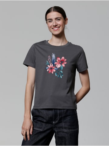 wat? Apparel T-Shirt Blume in Wasserfarbe 02 in Grau