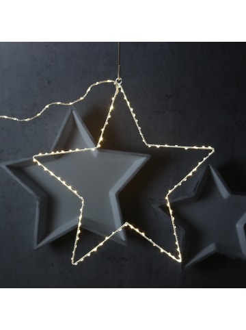 MARELIDA LED Weihnachtsstern Metallstern 140LED D: 40cm Timer Innen/Außen in weiß