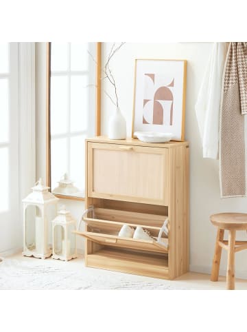 SoBuy Schuhkipper in Natur - (B)60 x (H)80 x (T)24cm