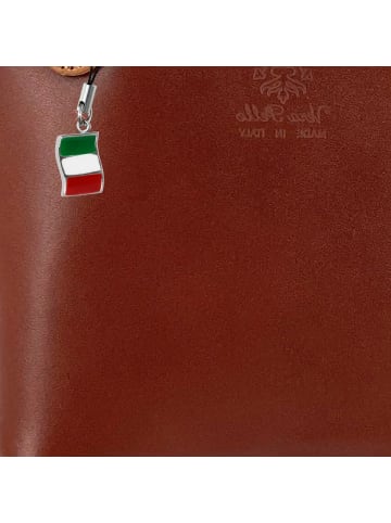 Florence Florence Umhängetasche, Schultertasche Leder braun, dunkelbraun ca. 17cm
