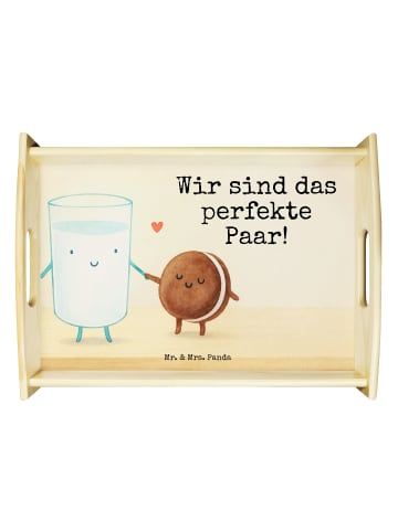 Mr. & Mrs. Panda Tablett Milch Keks Design mit Spruch in Weiß