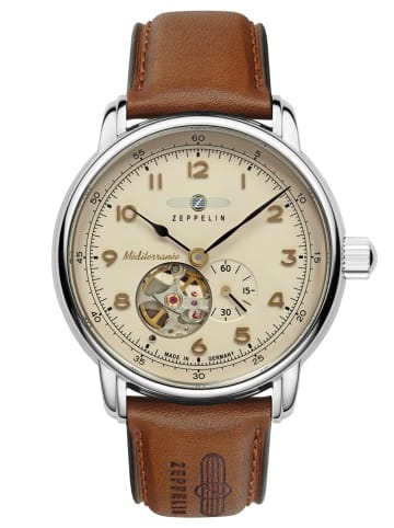 Zeppelin Herrenuhr Automatik 100 Jahre Méditerranée Creme / Braun / Silber