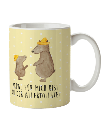 Mr. & Mrs. Panda Kindertasse Bären mit Hut mit Spruch in Gelb Pastell