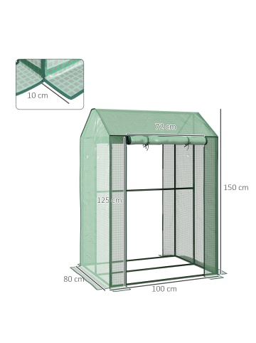 Outsunny Gewächshaus in Grün 100L x 80B x 150H cm