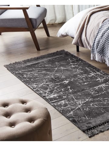 Beliani Kurzflor HANLI in Grau/Weiß - (W) 80 x (H) 0.3 x (L) 150 cm