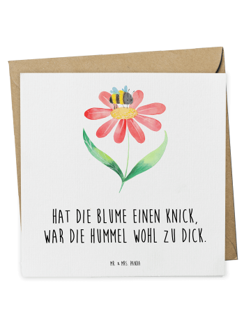 Mr. & Mrs. Panda Einladungskarte Hummel Blume mit Spruch in Weiß
