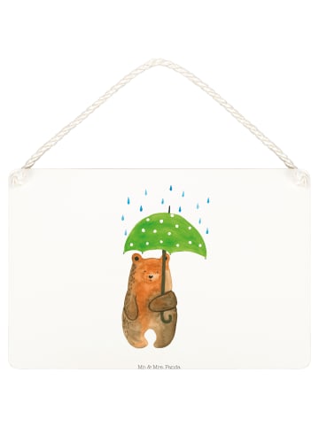 Schild Bär Regenschirm ohne Spruch in Weiß
