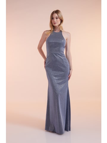 Unique Kleid Glamourous Evening Dress in Blue Silver