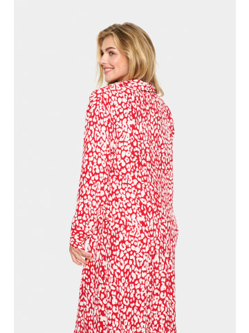 SAINT TROPEZ Langarm-Hemd ZveaSZ Gerade Passform in Crimson Leopard
