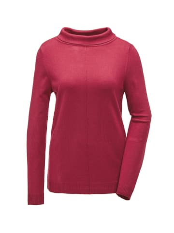 GOLDNER Kurzgröße: Feinstrickpullover mit Umlegekragen in rot