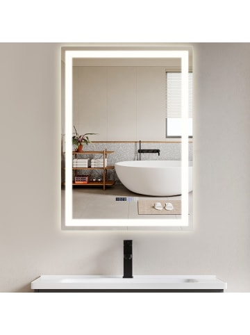 ZMH Badspiegel mit Beleuchtung in nickel rechteckig Glas L 50* H 70cm Dimmbar