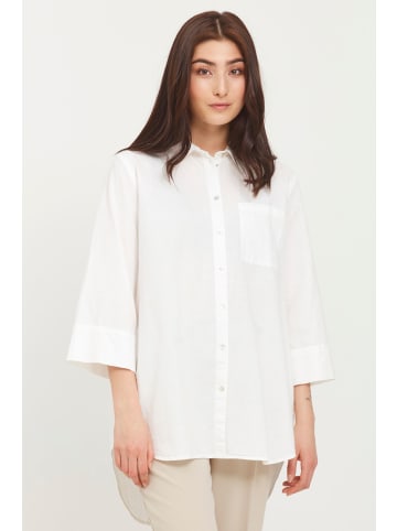 b.young Langarmbluse BYEMMAN LONG SHIRT - 20809685  Blusenshirt aus Leinenmix in Weiß