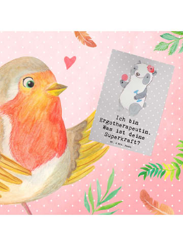 Mr. & Mrs. Panda Grußkarte Super Ergotherapeutin mit Spruch in Grau Pastell