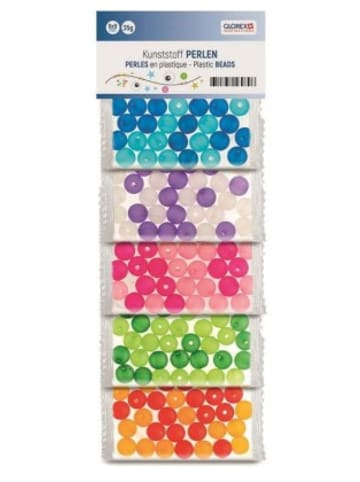 Glorex Nonbook - Kunststoff Perlen, Eis-bunt 8mm, 5-fach sortiert., 50g