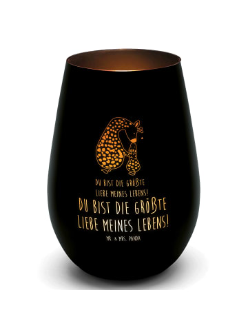Mr. & Mrs. Panda Windlicht Glas Giraffe Kind mit Spruch in Schwarz