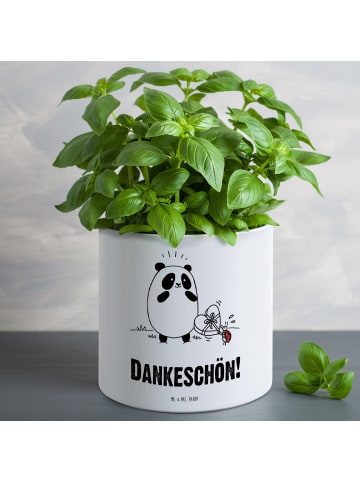 Mr. & Mrs. Panda Blumentopf Groß Panda Dankeschön mit Spruch in Weiß