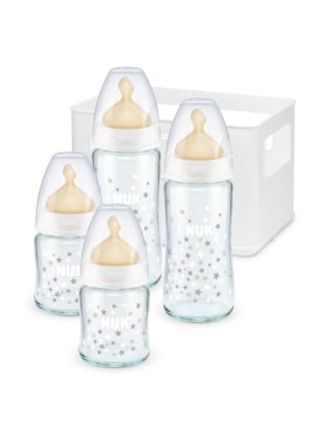 NUK 5-tlg. Glas-Flaschen-Set First Choice Plus mit in weiss