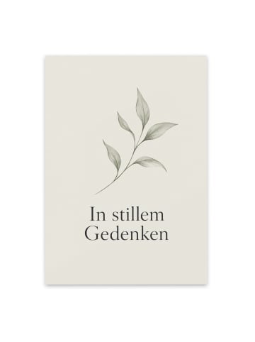 Trauerspruchkarte Zweig würdevoll Design mit Sp... in Weiß