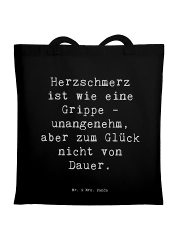 Mr. & Mrs. Panda Einkaufstasche Spruch Herzschmerz Grippe mit Sp... in Schwarz