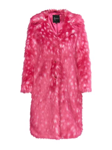 faina Damen Mantel Aus Kunstfell in Pink Weiss