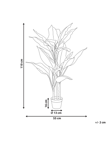 Beliani Kunstpflanze DIEFFENBACHIA in Grün/Schwarz - (W) 55 x (H) 110 x (L) 55 cm