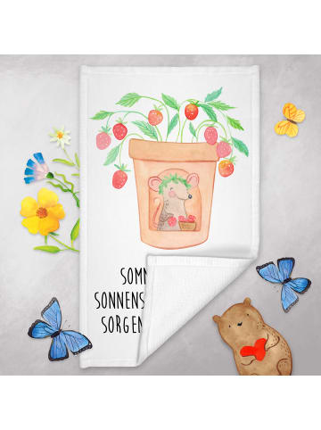 Mr. & Mrs. Panda Gästehandtücher Sommerfreude mit Spruch in Weiß