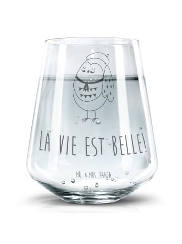 Mr. & Mrs. Panda Trinkglas Eule Frankreich mit Spruch in Transparent
