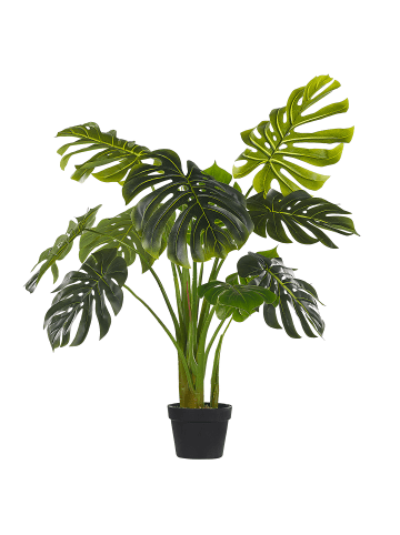 Beliani Kunstpflanze MONSTERA PLANT in Grün/Schwarz - (W) 12 x (H) 113 x (L) 12 cm