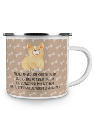 Mr. & Mrs. Panda Camping Emaille Tasse Corgie mit Spruch in Hundeglück