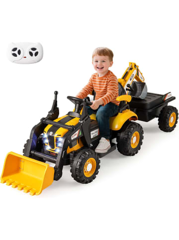 COSTWAY Elektro Traktor mit Anhänger & Schaufel in Gelb