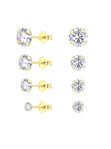 Alexander York Ohrringe, Ohrstecker-Set Zirkonia in Gold aus 925 Sterling Silber, 4-tlg.